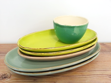 Grün und Form Keramik Anitpastiteller Übersicht + Müslischale