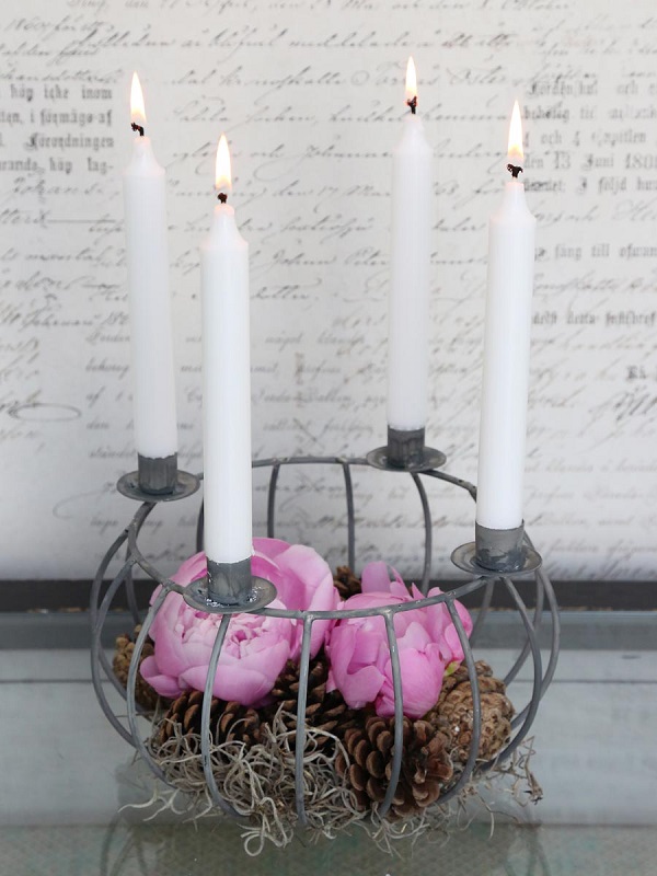 Chic Antique Kerzenständer Leuchter Kammerleuchter Herz Antik Grau Shabby