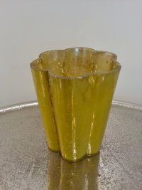 Glas Teelicht Blume gelb groß