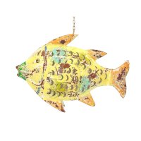 Metall Fisch M gelb zum Hängen und Stellen