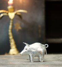 Mini Metall Glücksschwein silber