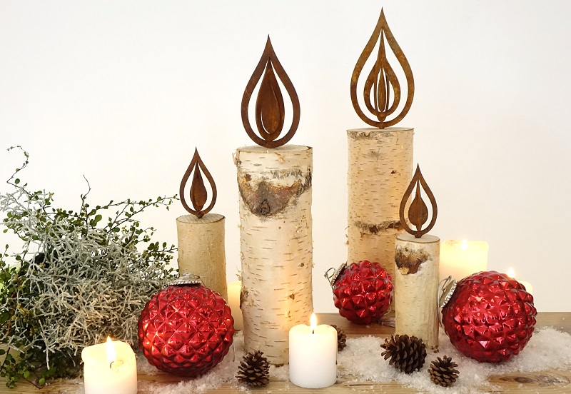Rostdeko Flamme Metall Deko Garten Kerze Dekoration Weihnachten Innenflamme