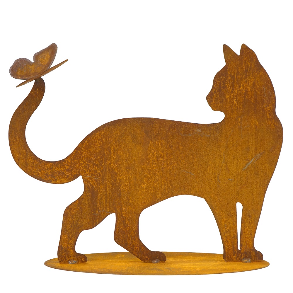 Katze sitzend Edelrost 54 x 35cm Beetstecker Stecker Gartendeko Rost Figur 