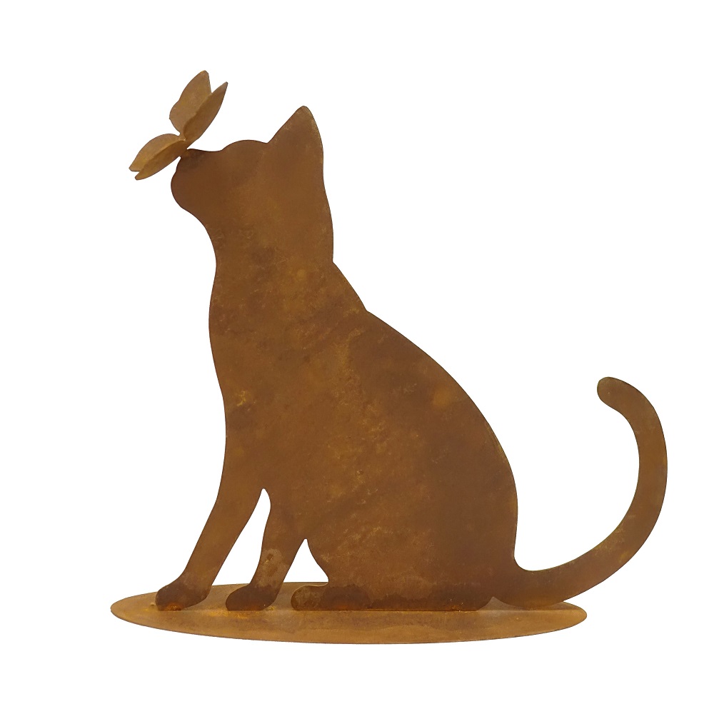 Edelrost Gartenfigur Katze Tom putzend 30cm Tierfiguren Haustier Gartendeko Rost