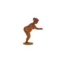 Edelrost Badenixe "Dora" springend auf Platte H 15 cm