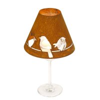 Edelrost Lampenschirm "Vögelchen" für Weinglas Ø15 cm