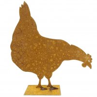 Edelrost Huhn "Frieda" auf Platte H33 cm