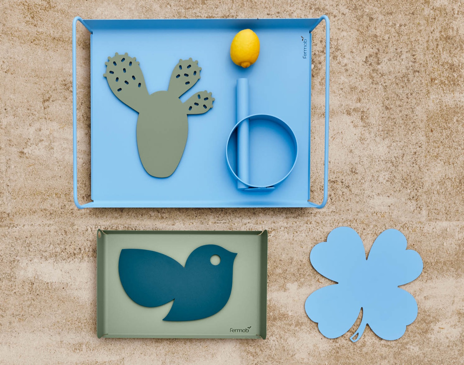 Fermob Tabletts Alto Maya-Blau und Kaktus