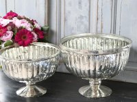 Chic Antique Glas Pokal silbern