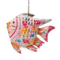 Metall Fisch Laterne rosa pink Metall Fisch Laterne rosa pink