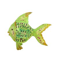Metall Fisch Laterne grün