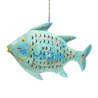 Metall Fisch Laterne Windlicht türkis Metall Fisch Laterne Windlicht türkis