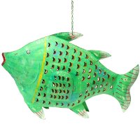 Metall Fisch Laterne XXL grün Metall Fisch Laterne XXL grün