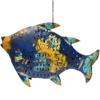 Metall Fisch Laterne XXL dunkelblau Metall Fisch Laterne XXL dunkelblau