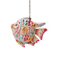 Metall Fisch Laterne pink Metall Fisch Laterne pink