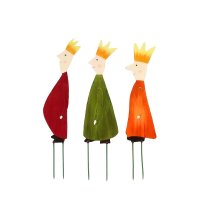 Metall Heilige Drei Könige 3er Set rot, grün und orange mit Stecker