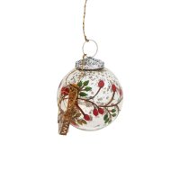 Walther und Co Christbaumkugel silber mit rote Beeren Walther und Co Christbaumkugel silber mit rote Beeren