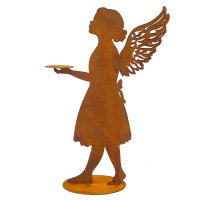 Edelrost Engel Marie mit seitlichen Flügeln und Platte