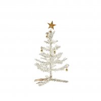 Glitzer Weihnachtsbaum aus Perlen silbern