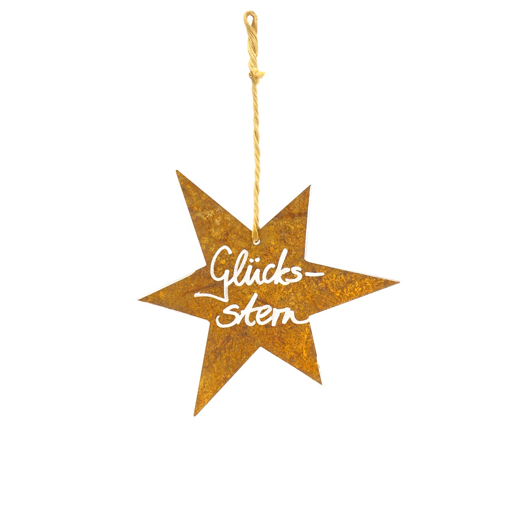 Stern zum Hängen Weihnachten Edel-Rost Baumschmuck mittel- 12,5 cm 