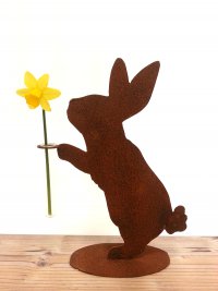 Rostiger Hase "Blumenkavalier" mit Reagenzglas M
