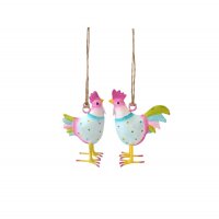 mini Metall H&uuml;hner zum H&auml;ngen